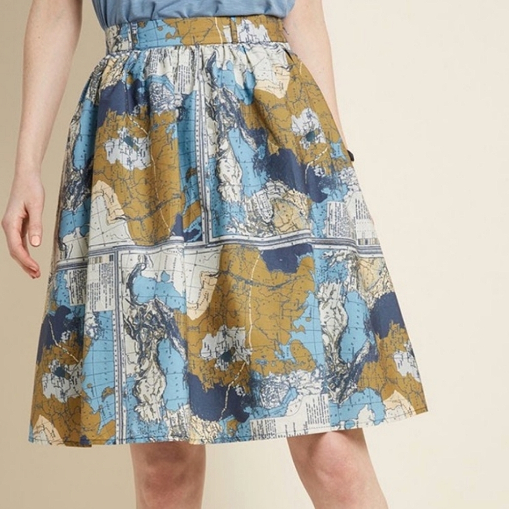 NWOT Modcloth More Than Charming Skirt in Maps